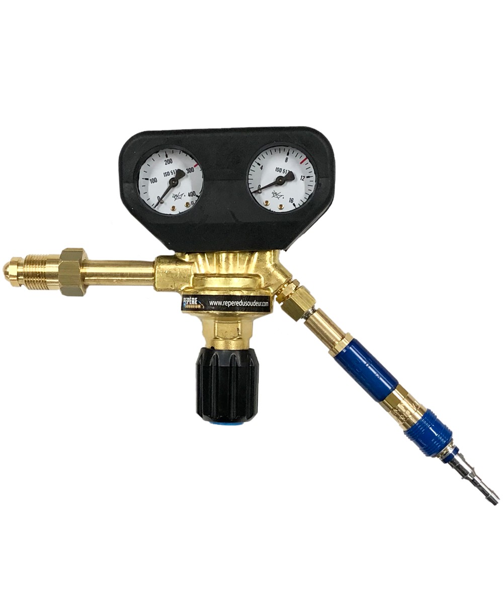 Raccord rapide avec anti retour de flamme Oxygène pour manodétendeur sortie écrou 16x150